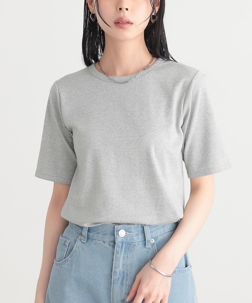 for/c(フォーシー)の「ラメ半袖Tシャツ【サスティナブル】(Tシャツ/カットソー・レディース・ライトベージュ/ブラック/ライトグレー・L/M)」の2枚目の写真