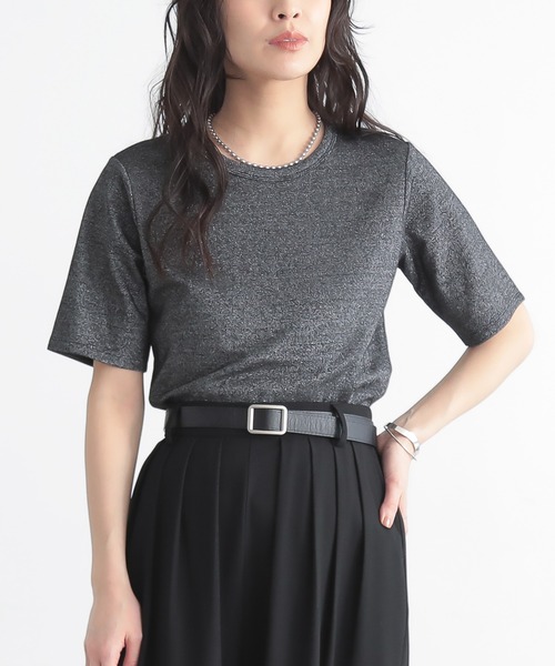 for/c(フォーシー)の「ラメ半袖Tシャツ【サスティナブル】(Tシャツ/カットソー・レディース・ライトベージュ/ブラック/ライトグレー・L/M)」の10枚目の写真