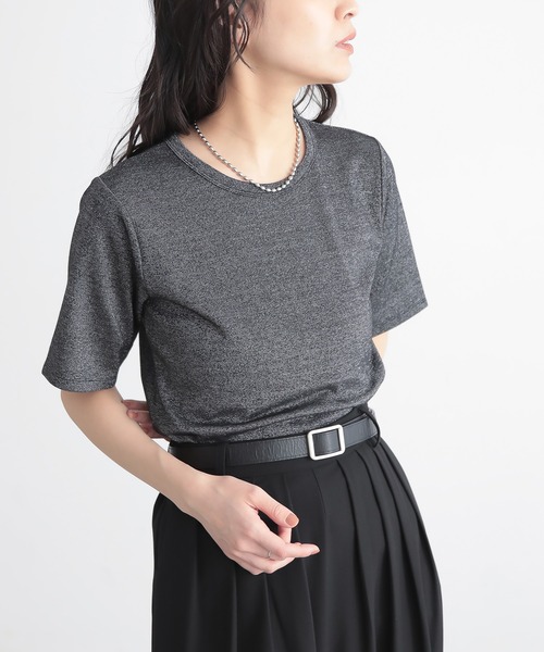 for/c(フォーシー)の「ラメ半袖Tシャツ【サスティナブル】(Tシャツ/カットソー・レディース・ライトベージュ/ブラック/ライトグレー・L/M)」の11枚目の写真