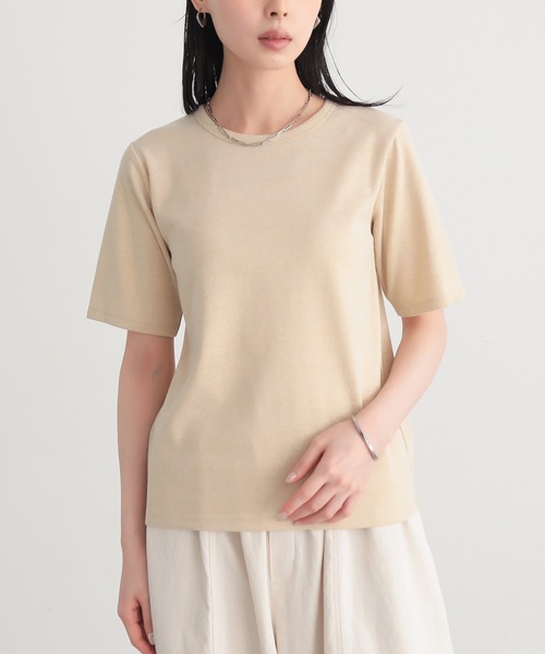 for/c(フォーシー)の「ラメ半袖Tシャツ【サスティナブル】(Tシャツ/カットソー・レディース・ライトベージュ/ブラック/ライトグレー・L/M)」の5枚目の写真