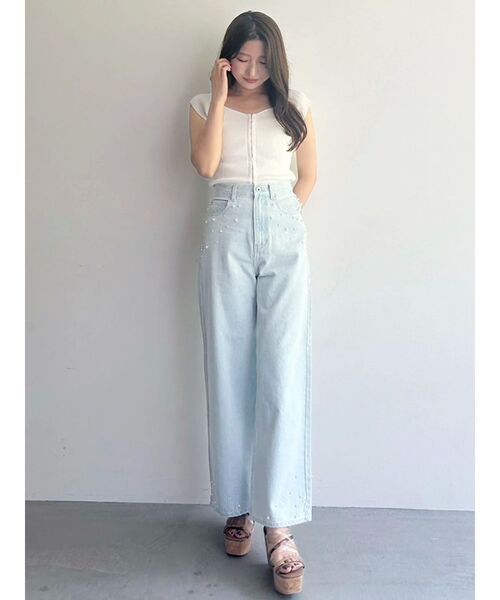 MERCURYDUO（マーキュリーデュオ）の「フロントホックリブニット（ニット/セーター・レディース・ブラウン/ブラック/オフホワイト/ブルー・FREE）」の13枚目の写真