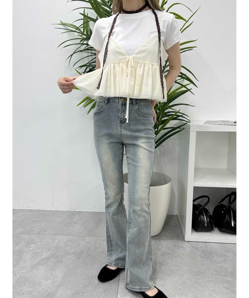 PHILLY（フィリー）の「【PHILLY】フロントリボンチュールキャミソール（キャミソール・レディース・グレー/アイボリー・FREE）」の5枚目の写真