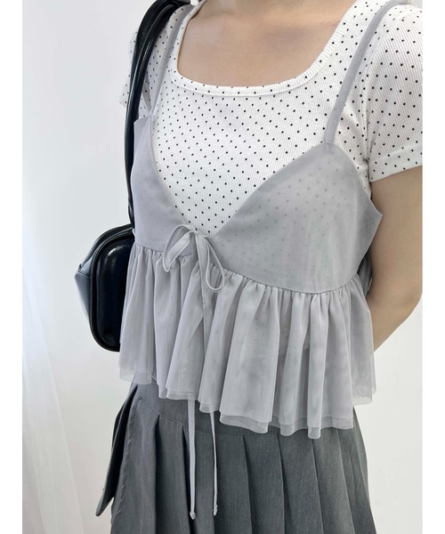 PHILLY（フィリー）の「【PHILLY】フロントリボンチュールキャミソール（キャミソール・レディース・グレー/アイボリー・FREE）」の7枚目の写真