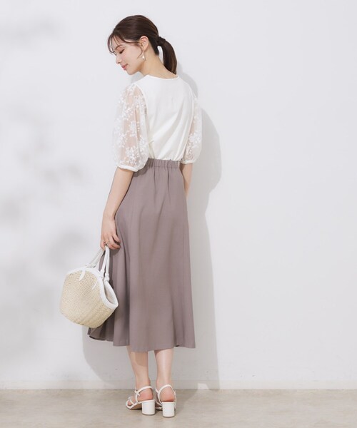 couture brooch（クチュールブローチ）の「【接触冷感・UV・マシンウォッシャブル】袖レースデザイントップス（Tシャツ/カットソー・レディース・ブラック/ピンク/オフホワイト・36/38/40/42）」の22枚目の写真