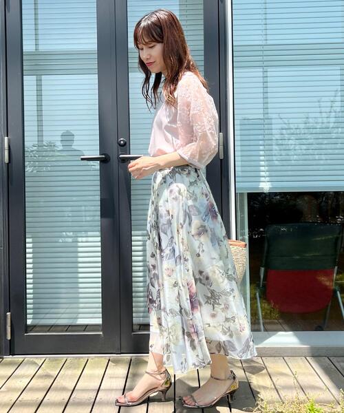 couture brooch（クチュールブローチ）の「【接触冷感・UV・マシンウォッシャブル】袖レースデザイントップス（Tシャツ/カットソー・レディース・ブラック/ピンク/オフホワイト・36/38/40/42）」の10枚目の写真