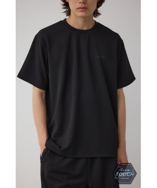 AZUL by moussy(アズールバイマウジー)の「C/TネックジャガードシリコンネームTシャツ(Tシャツ/カットソー・メンズ・ブラック/ホワイト・MEDIUM/LARGE)」の1枚目の写真