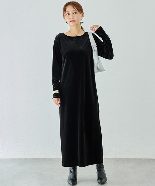 LAVEANGE(ラビアンジェ)の「ベロアワンピース(ワンピース・レディース・ブラウン/ブラック・M/LL/3L/4L/5L)」の3枚目の写真