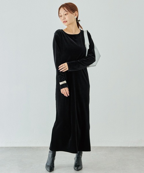 LAVEANGE(ラビアンジェ)の「ベロアワンピース(ワンピース・レディース・ブラウン/ブラック・M/LL/3L/4L/5L)」の5枚目の写真