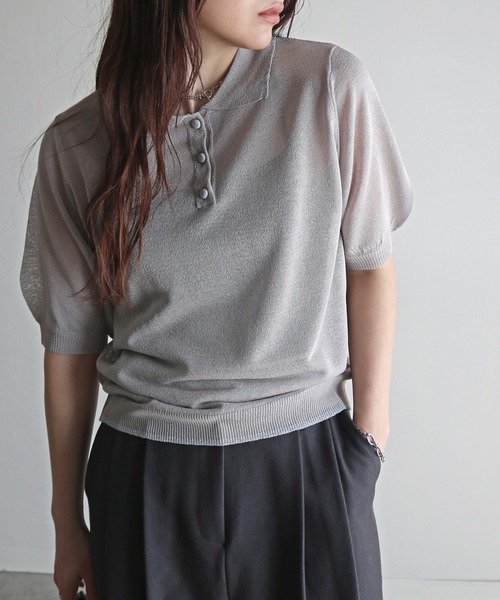 【かなさま専用】courreges シアーニットポロシャツ Knuth Marf - sheer polo knit / シアーニットポロシャツ