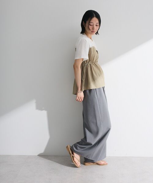 Green　Parks（グリーンパークス）の「ビスチェドッキングドロスト5分袖プルオーバー（Tシャツ/カットソー・レディース・カーキ/ブラック/その他7/チャコールグレー・FREE）」の7枚目の写真