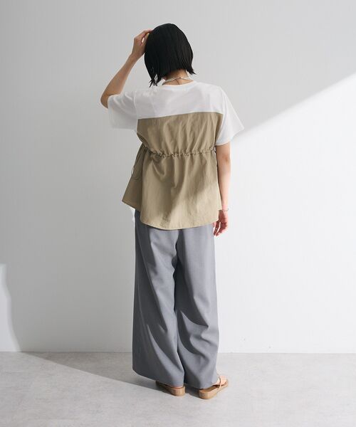 Green　Parks（グリーンパークス）の「ビスチェドッキングドロスト5分袖プルオーバー（Tシャツ/カットソー・レディース・カーキ/ブラック/その他7/チャコールグレー・FREE）」の8枚目の写真