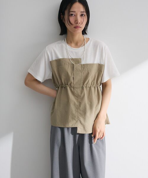 Green　Parks（グリーンパークス）の「ビスチェドッキングドロスト5分袖プルオーバー（Tシャツ/カットソー・レディース・カーキ/ブラック/その他7/チャコールグレー・FREE）」の9枚目の写真