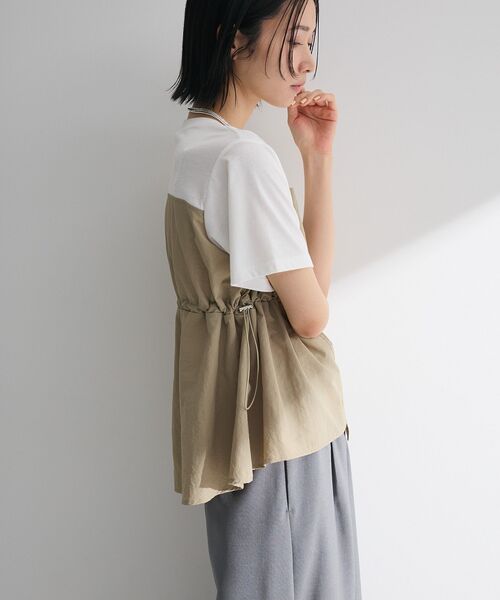 Green　Parks（グリーンパークス）の「ビスチェドッキングドロスト5分袖プルオーバー（Tシャツ/カットソー・レディース・カーキ/ブラック/その他7/チャコールグレー・FREE）」の10枚目の写真