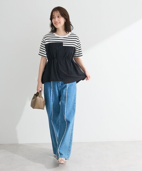 Green　Parks（グリーンパークス）の「ビスチェドッキングドロスト5分袖プルオーバー（Tシャツ/カットソー・レディース・カーキ/ブラック/その他7/チャコールグレー・FREE）」の15枚目の写真