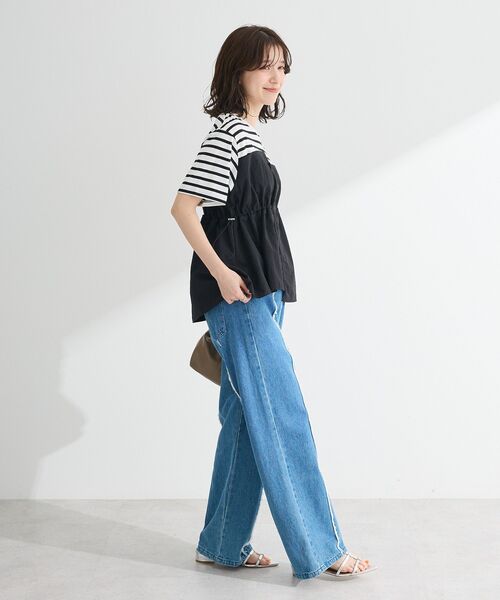 Green　Parks（グリーンパークス）の「ビスチェドッキングドロスト5分袖プルオーバー（Tシャツ/カットソー・レディース・カーキ/ブラック/その他7/チャコールグレー・FREE）」の16枚目の写真