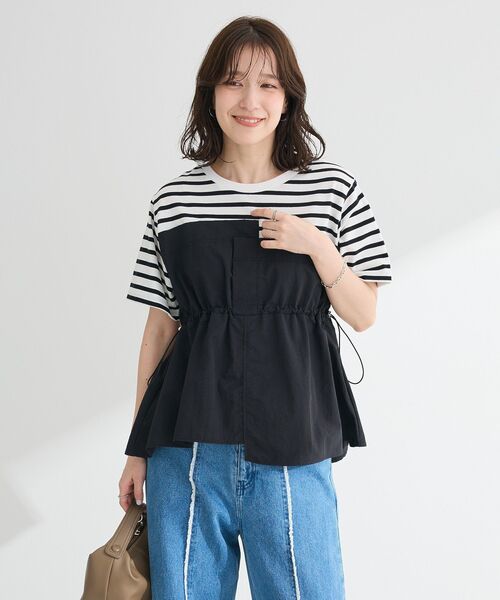 Green　Parks（グリーンパークス）の「ビスチェドッキングドロスト5分袖プルオーバー（Tシャツ/カットソー・レディース・カーキ/ブラック/その他7/チャコールグレー・FREE）」の18枚目の写真