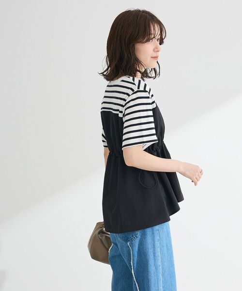 Green　Parks（グリーンパークス）の「ビスチェドッキングドロスト5分袖プルオーバー（Tシャツ/カットソー・レディース・カーキ/ブラック/その他7/チャコールグレー・FREE）」の20枚目の写真