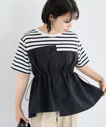 ビスチェドッキングドロスト5分袖プルオーバー