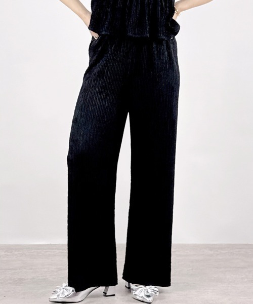 CLOTHY(クロシィ)の「【着るだけで完成。ペプラム×パンツ。】ジャガードセットアップ(半袖)(セットアップ・レディース・ブラック/アイボリー/イエロー/ベージュ・MEDIUM)」の8枚目の写真