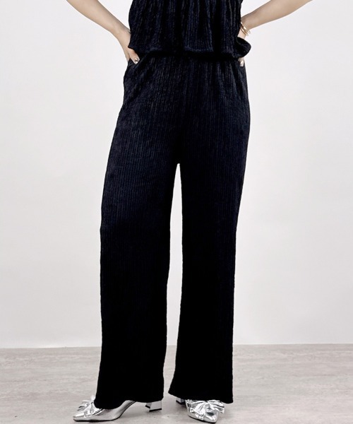 CLOTHY(クロシィ)の「【着るだけで完成。ペプラム×パンツ。】ジャガードセットアップ(半袖)(セットアップ・レディース・ブラック/アイボリー/イエロー/ベージュ・MEDIUM)」の9枚目の写真