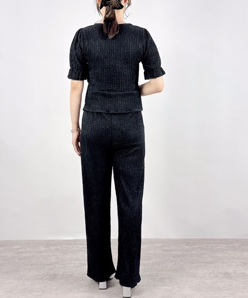 CLOTHY(クロシィ)の「【着るだけで完成。ペプラム×パンツ。】ジャガードセットアップ(半袖)(セットアップ・レディース・ブラック/アイボリー/イエロー/ベージュ・MEDIUM)」の15枚目の写真
