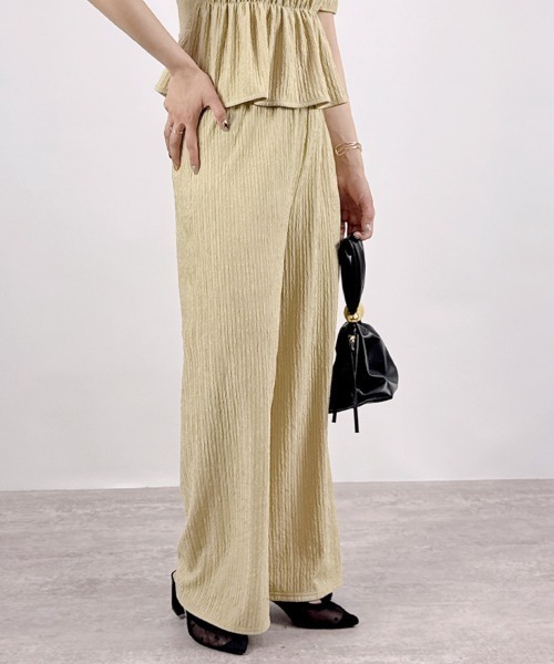 CLOTHY(クロシィ)の「【着るだけで完成。ペプラム×パンツ。】ジャガードセットアップ(半袖)(セットアップ・レディース・ブラック/アイボリー/イエロー/ベージュ・MEDIUM)」の21枚目の写真