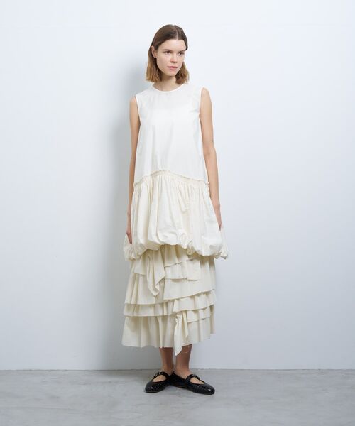LANVIN en Bleu（ランバンオンブルー）の「ライトタフタチュニックワンピース（ワンピース・レディース・オフホワイト/ブラック/オレンジ・38）」の13枚目の写真
