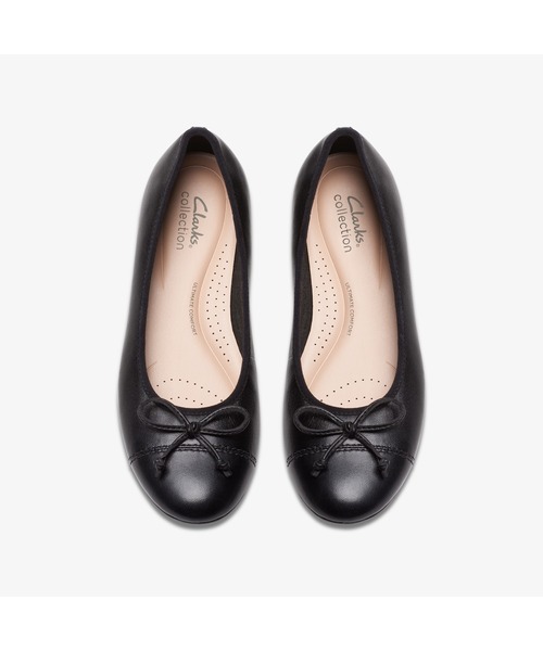 新品未使用Clarks ブラックレザーバレエシューズ Loreleigh Rae / ローリーレイ（ブラックレザー）（バレエ