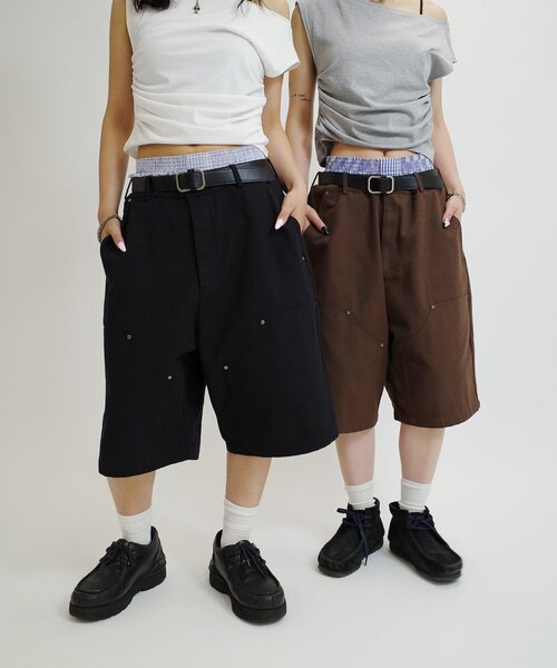 WHO'S WHO gallery(フーズフーギャラリー)の「【KOOKY'N/クーキー】 ダブルニーダックショートパンツ(その他パンツ・メンズ・ブラウン/ブラック/アイボリー・FREE)」の4枚目の写真