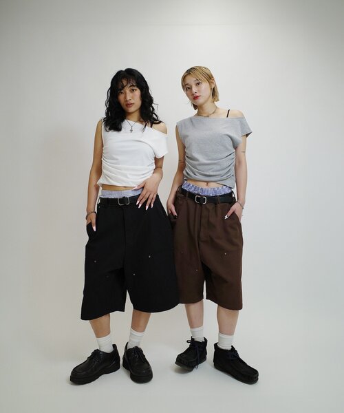 WHO'S WHO gallery(フーズフーギャラリー)の「【KOOKY'N/クーキー】 ダブルニーダックショートパンツ(その他パンツ・メンズ・ブラウン/ブラック/アイボリー・FREE)」の5枚目の写真