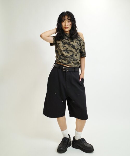 FOXEY ダークグレー ショートパンツ 40 スキニーハイデニムショート