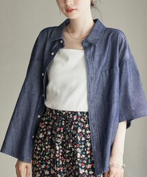 coen（コーエン）の「コットンレーヨンデニム半袖シャツ（シャツ/ブラウス）」