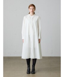 MidiUmi Aラインバンドカラーシャツワンピース