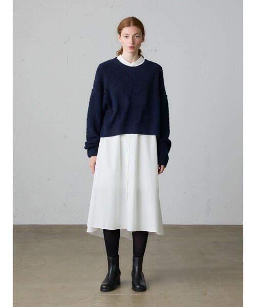 MidiUmi（ミディウミ）の「MidiUmi Aラインバンドカラーシャツワンピース（ワンピース・レディース・オフホワイト/ライトブルー/ピンク/ブラック・FREE）」の8枚目の写真