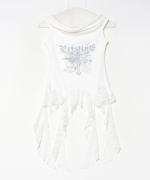 .KOM（ドットコム）の「A'GEM/9 × .kom 『.KOM/ドットケーオーエム』レースドッキンググラフィックTシャツ（Tシャツ/カットソー・レディース・ホワイト/ブラック・FREE）」の12枚目の写真