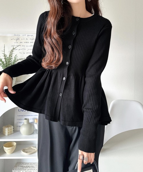 セール】'メリハリ'シルエットで即きれい見え◎リブフリルペプラム