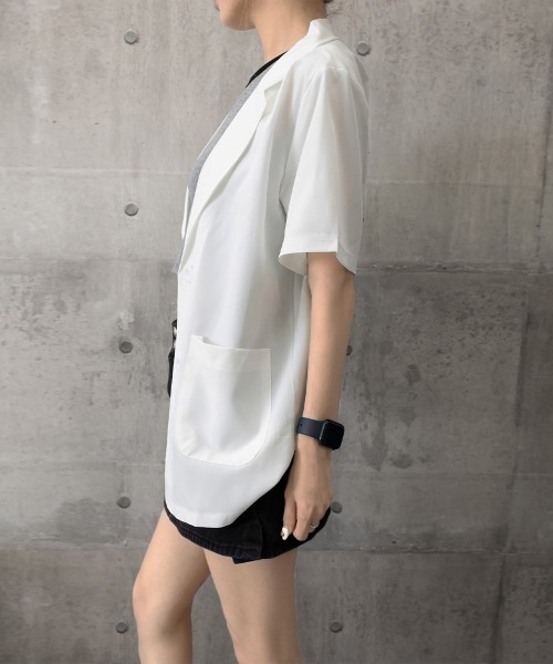 Miniministore(ミニミニストア)の「半袖テーラードジャケット レディース夏服(テーラードジャケット・レディース・アイボリー/ホワイト/ブラウン/ブラック・S/M)」の16枚目の写真