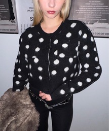 【ViVi掲載】ドット柄ショート丈モヘアカーディガン