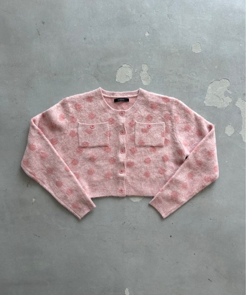 ViVi掲載】ドット柄ショート丈モヘアカーディガン（カーディガン