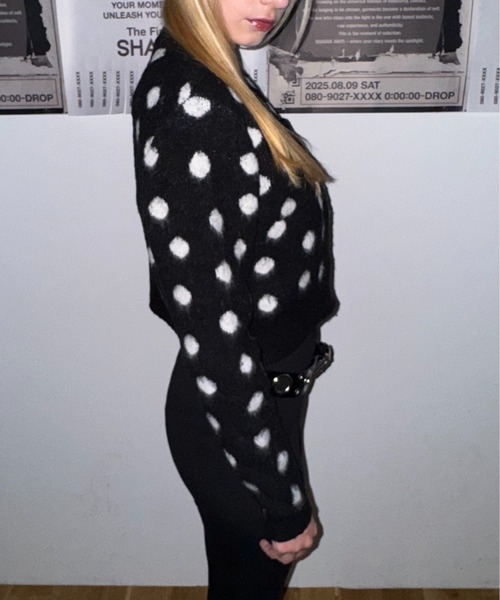 SHAGGIE（シャギー）の「【ViVi掲載】ドット柄ショート丈モヘアカーディガン（カーディガン/ボレロ・レディース・ピンク/グレー/ブラック・FREE）」の6枚目の写真