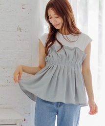 mysty woman | ギャザービスチェツキフレンチスリーブ 581418(Tシャツ/カットソー)