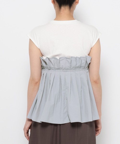 mysty woman(ミスティウーマン)の「ギャザービスチェツキフレンチスリーブ 581418(Tシャツ/カットソー・レディース・ブラック/ライトグレー/ブラウン・FREE)」の14枚目の写真