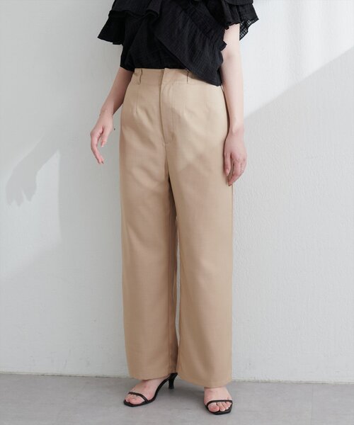 natural couture（ナチュラルクチュール）の「涼しげハイウエストストレートパンツ（その他パンツ・レディース・ブルー/キャメル/ライトベージュ/ブラック・FREE）」の4枚目の写真