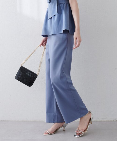 natural couture（ナチュラルクチュール）の「涼しげハイウエストストレートパンツ（その他パンツ・レディース・ブルー/キャメル/ライトベージュ/ブラック・FREE）」の3枚目の写真