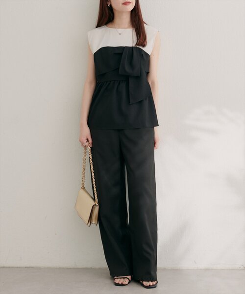 natural couture（ナチュラルクチュール）の「涼しげハイウエストストレートパンツ（その他パンツ・レディース・ブルー/キャメル/ライトベージュ/ブラック・FREE）」の7枚目の写真