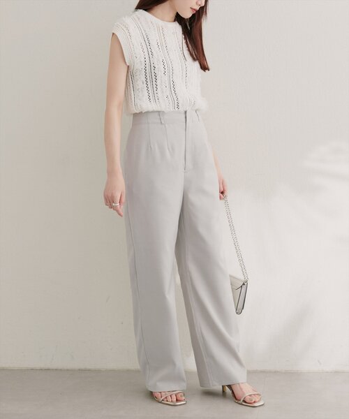 natural couture（ナチュラルクチュール）の「涼しげハイウエストストレートパンツ（その他パンツ・レディース・ブルー/キャメル/ライトベージュ/ブラック・FREE）」の16枚目の写真