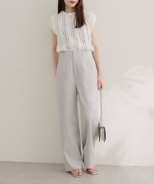 natural couture（ナチュラルクチュール）の「涼しげハイウエストストレートパンツ（その他パンツ・レディース・ブルー/キャメル/ライトベージュ/ブラック・FREE）」の17枚目の写真