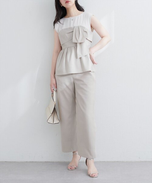 natural couture（ナチュラルクチュール）の「涼しげハイウエストストレートパンツ（その他パンツ・レディース・ブルー/キャメル/ライトベージュ/ブラック・FREE）」の21枚目の写真