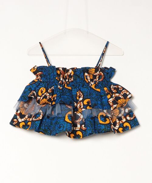 moyan ecri(モヤン エクリ)の「<moyan ecri>アフリカファブリック使用フリルキャミVorume frill multiway cami Bustier(キャミソール・レディース・ブラック/ブルー/オレンジ・FREE)」の17枚目の写真
