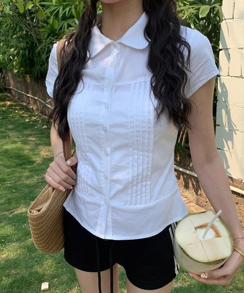 HALEY PESCA（ヘーリーペスカ）の「HALEY PESCA/ショートスリーブ　襟付きコンパクトブラウス（シャツ/ブラウス・レディース・ピンク/ホワイト・MEDIUM/SMALL）」の19枚目の写真